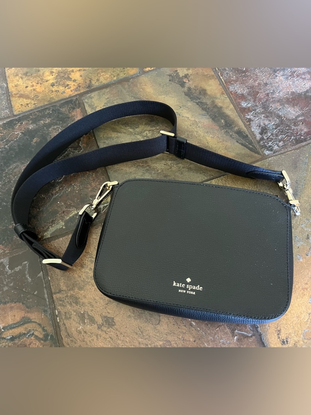 kate spade Black Pebbled Leather Crossbody Camera Bag